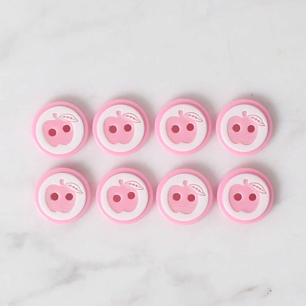 Loren Crafts 8 Pack  Apple Button, Pink - 460 - Image 2