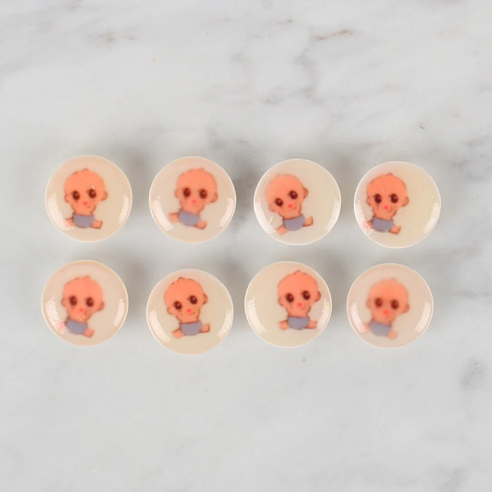 Loren Crafts 8 Pack  Baby Button, Cream- 673 - Image 2