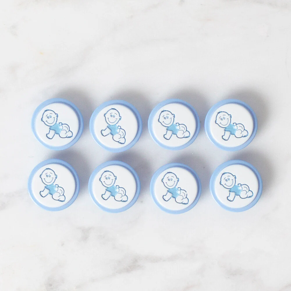 Loren Crafts 8 Pack Baby Shaped Button, Blue - 369 - Image 2