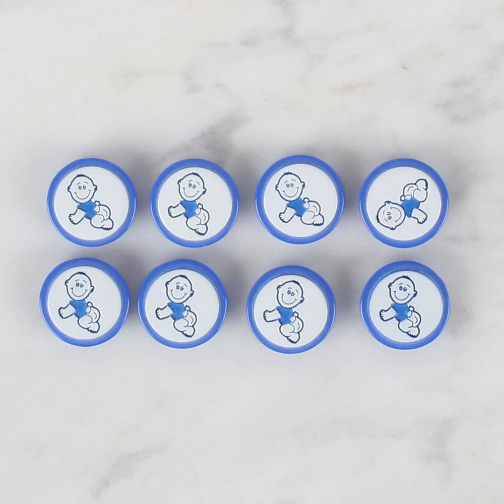 Loren Crafts 8 Pack Baby Shaped Button, Blue  - 371 - Image 2