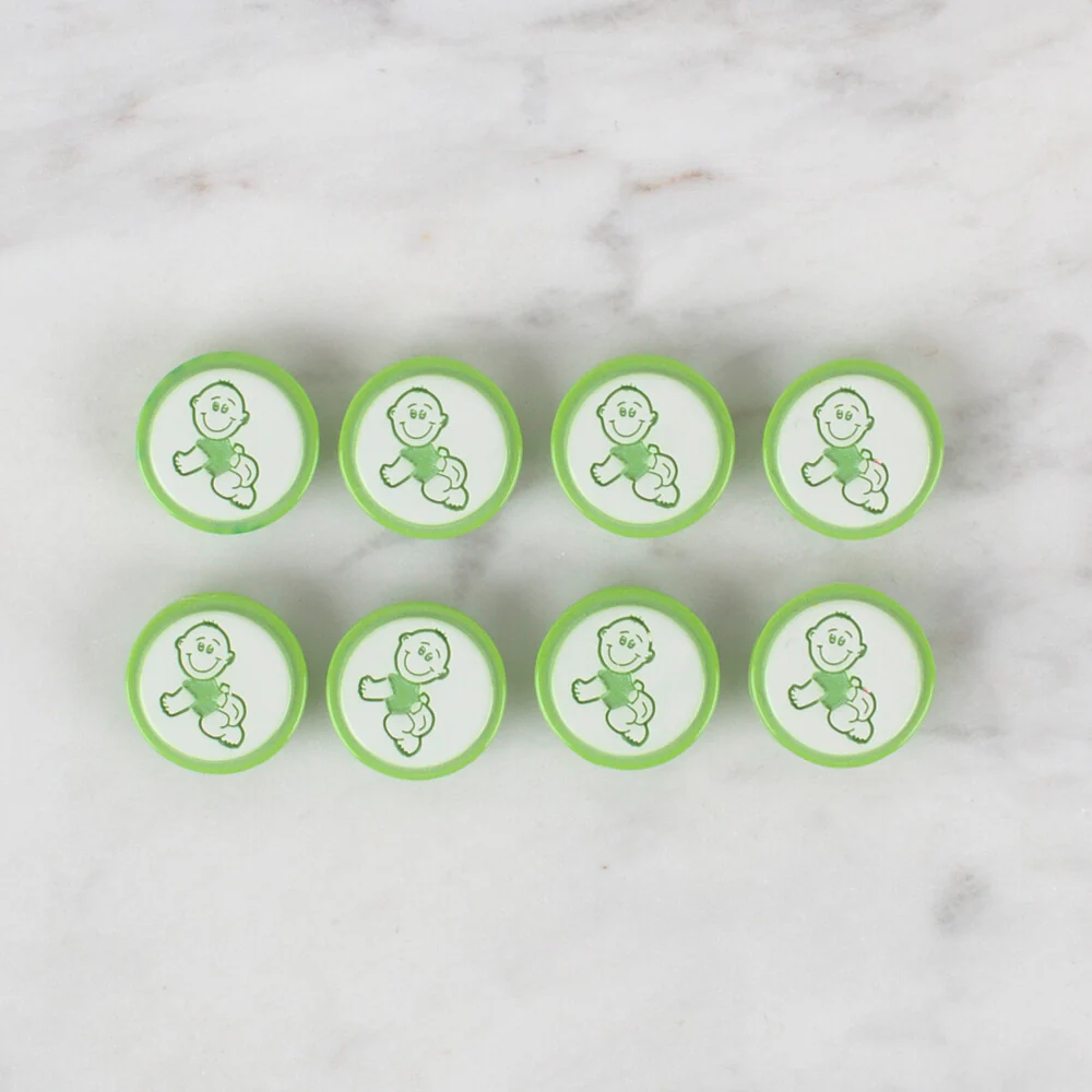 Loren Crafts 8 Pack Baby Shaped Button, Green - 373 - Image 2