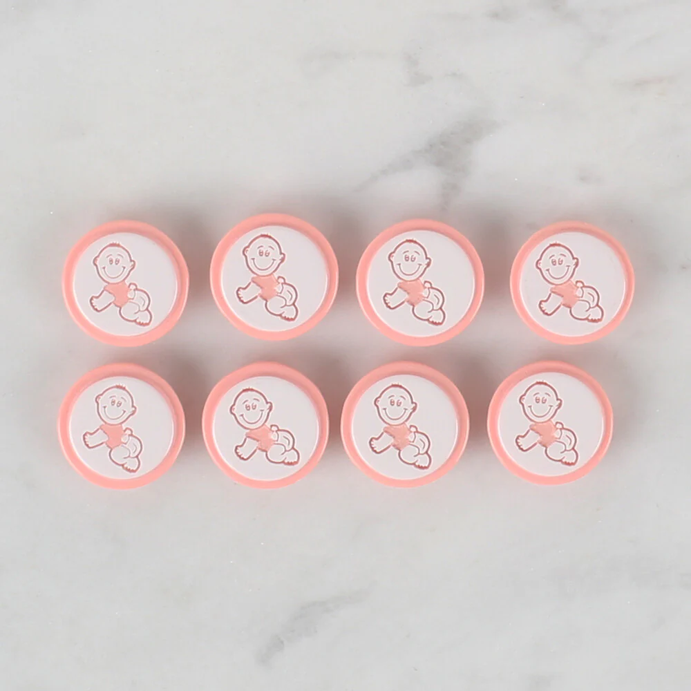 Loren Crafts 8 Pack Baby Shaped Button, Pinkish Orange - 377 - Image 2