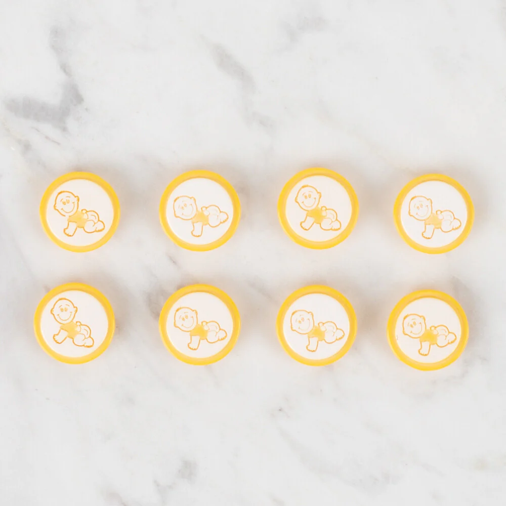 Loren Crafts 8 Pack Baby Shaped Button, Yellow - 378 - Image 2
