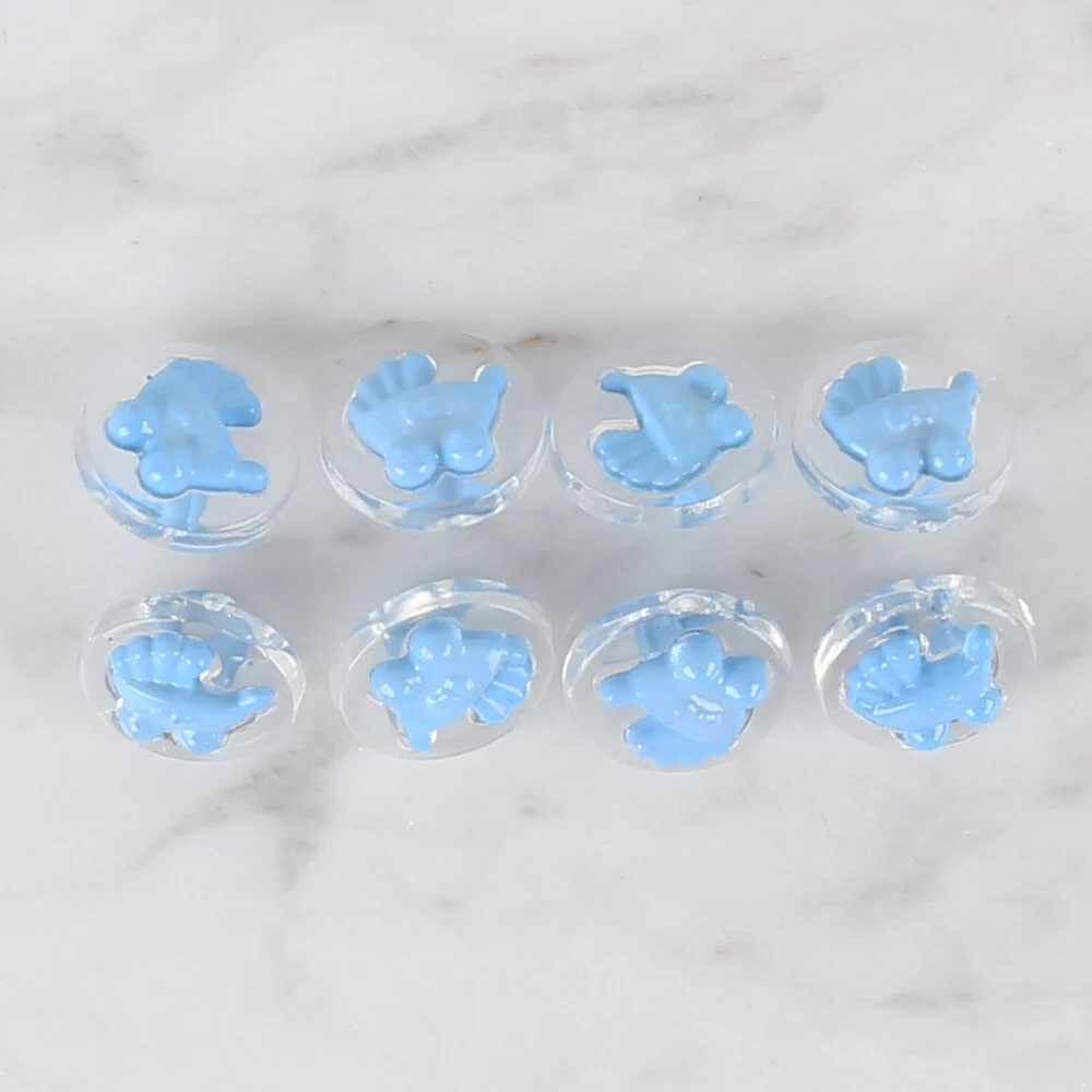 Loren Crafts 8 Pack Baby Stroller Button, Transparent Blue  - 262 - Image 2