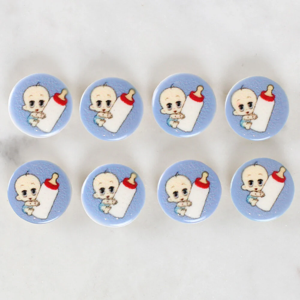 Loren Crafts 8 Pack Baby with a Bottle Patterned Button - 1241 - Image 2