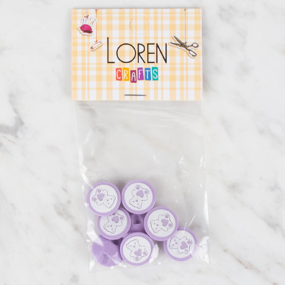 Loren Crafts 8 Pack Bear Button - 406