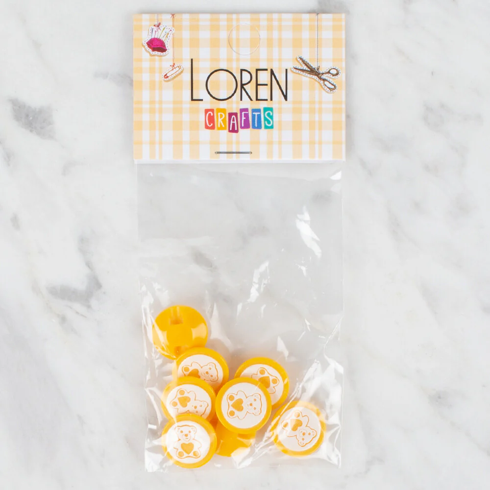 Loren Crafts 8 Pack Bear Button - 408