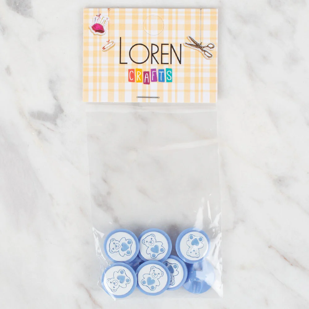 Loren Crafts 8 Pack Button, Blue - 403