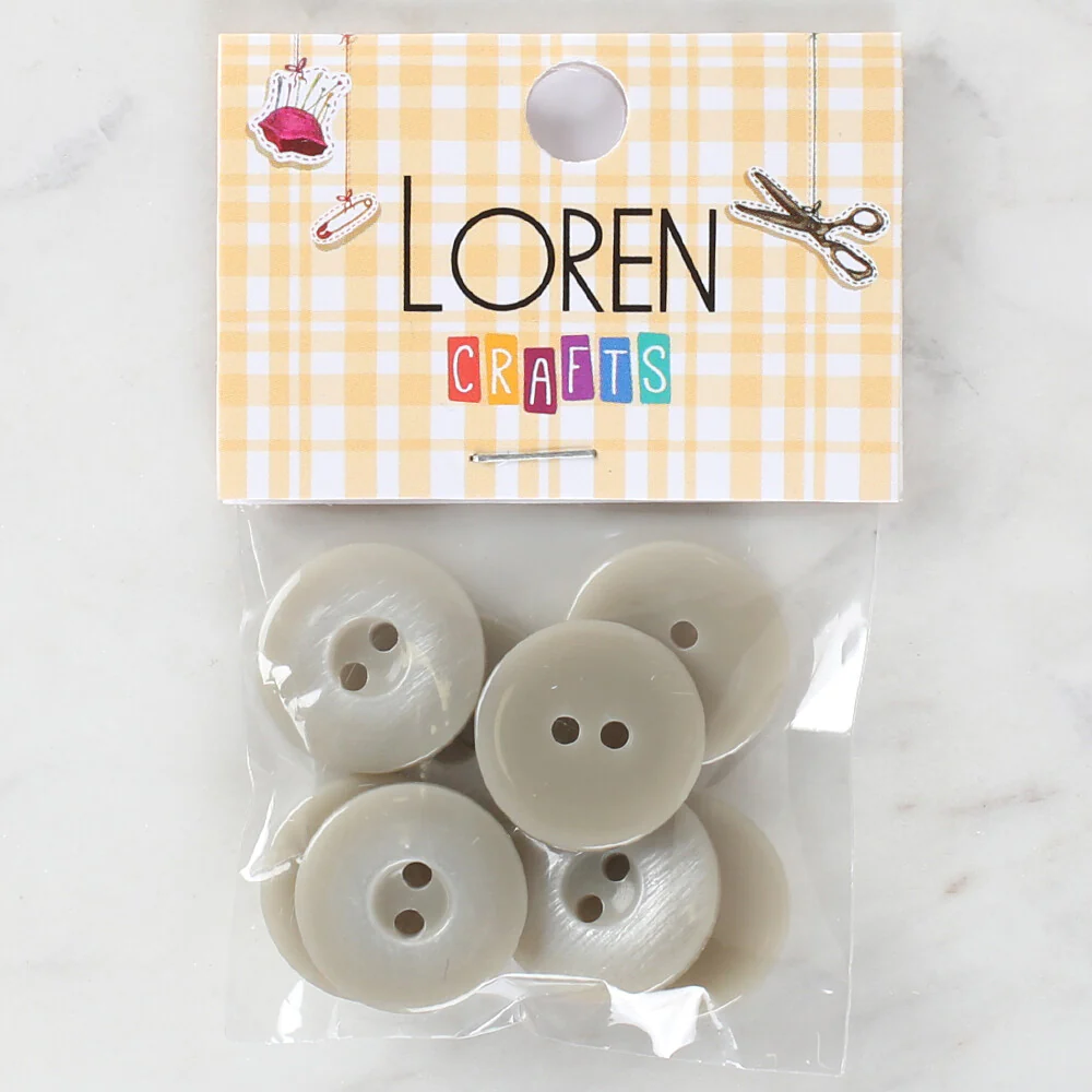 Loren Crafts 8 Pack Button, Grey - 1147