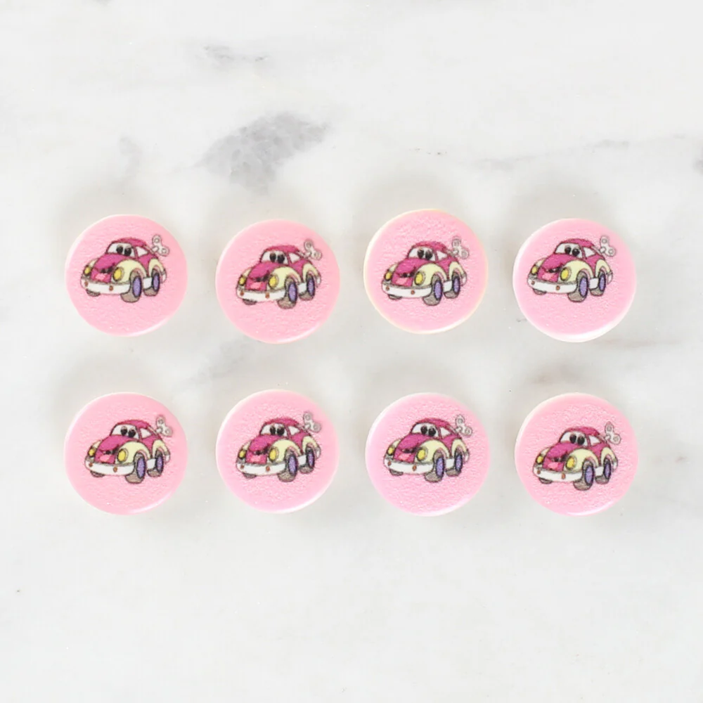 Loren Crafts 8 Pack Car Patterned Button - 1029 - Image 2