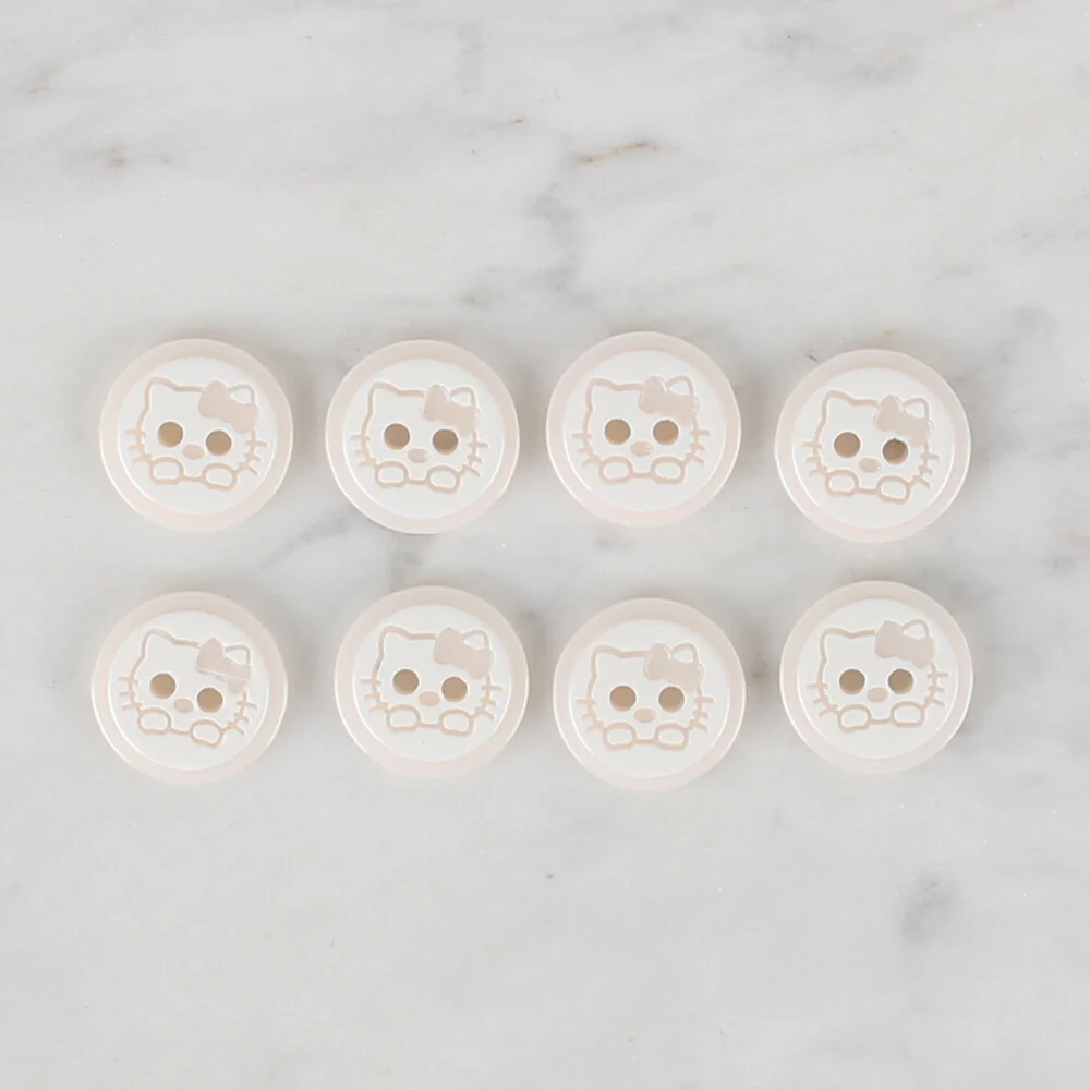 Loren Crafts 8 Pack Cat Button, White - 580 - Image 2