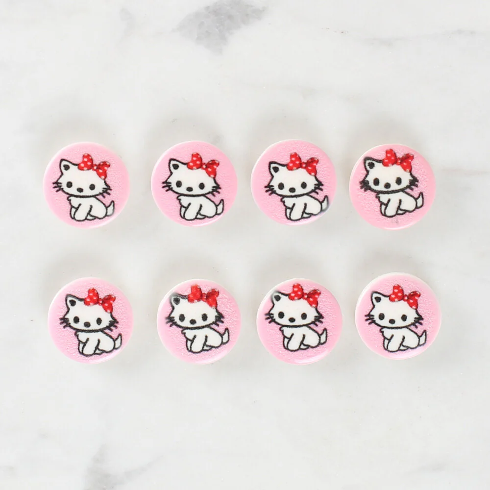 Loren Crafts 8 Pack Cat Patterned Button - 1027 - Image 2