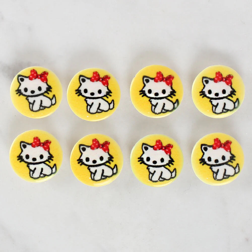 Loren Crafts 8 Pack Cat Patterned Button - 1063 - Image 2