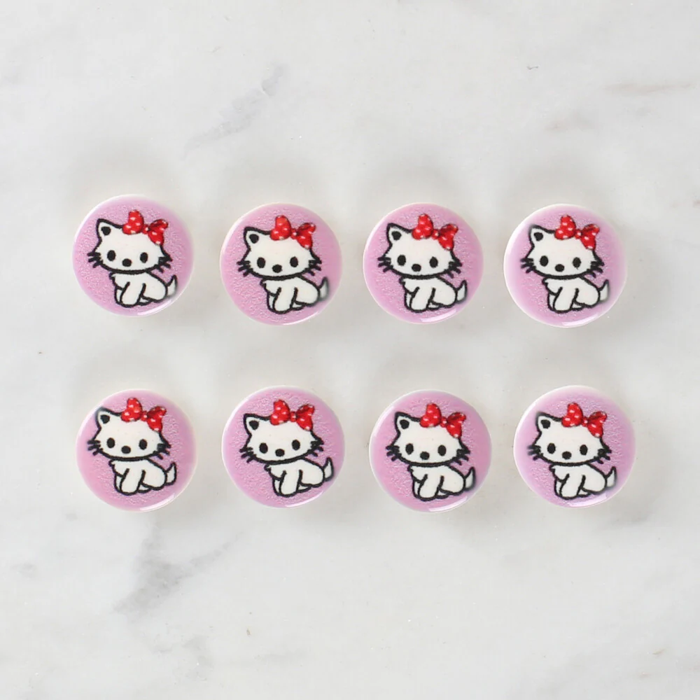 Loren Crafts 8 Pack Cat Patterned Button - 1064 - Image 2