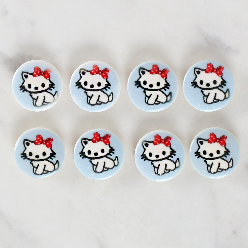 Loren Crafts 8 Pack Cat Patterned Button - 1066 - Image 2