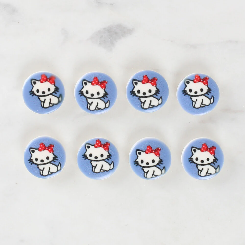 Loren Crafts 8 Pack Cat Patterned Button - 1068 - Image 2