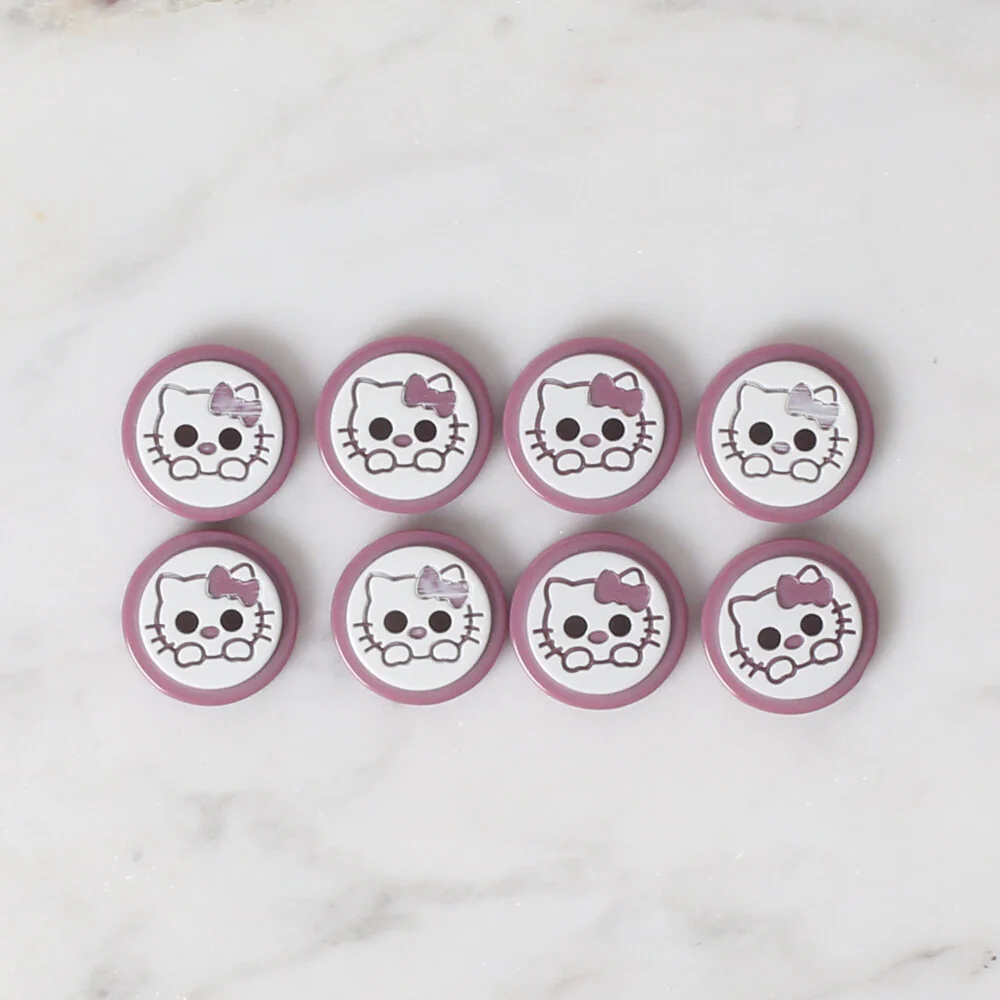 Loren Crafts 8 Pack Cat Patterned Button, Cherry Red - 586 - Image 2