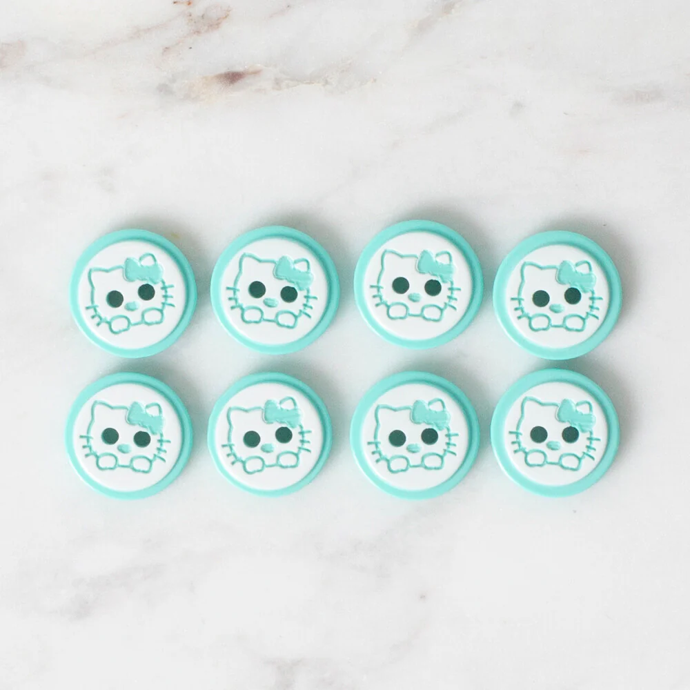Loren Crafts 8 Pack Cat Patterned Button, Green - 588 - Image 2
