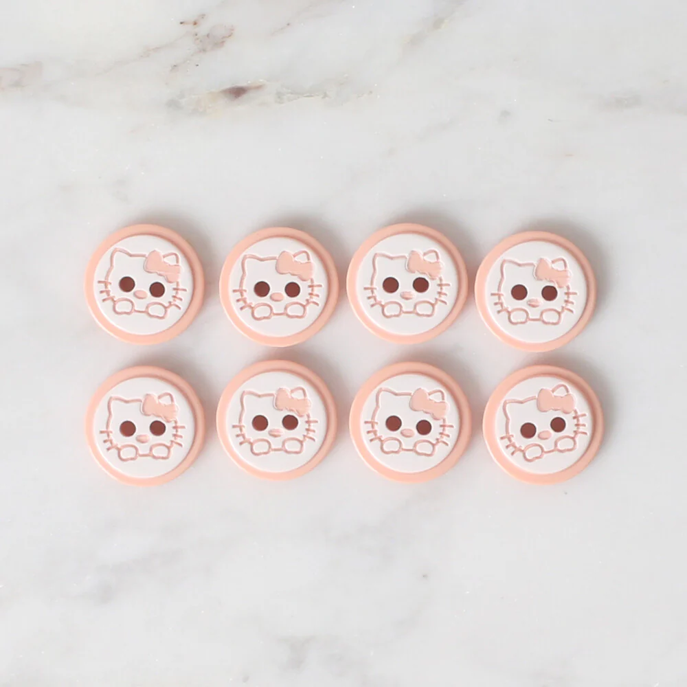 Loren Crafts 8 Pack Cat Patterned Button, Pinkish Orange - 582 - Image 2