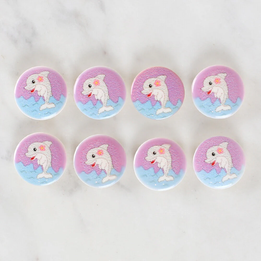 Loren Crafts 8 Pack Dolphin Patterned Button - 1226 - Image 2
