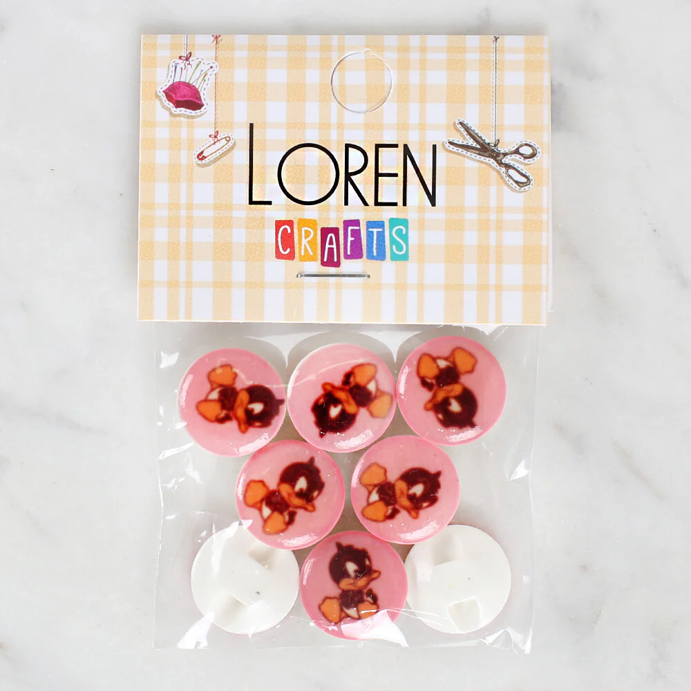 Loren Crafts 8 Pack Duck Patterned Button - 1208