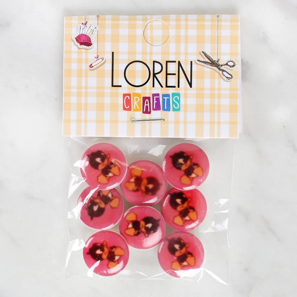 Loren Crafts 8 Pack Duck Patterned Button - 1209