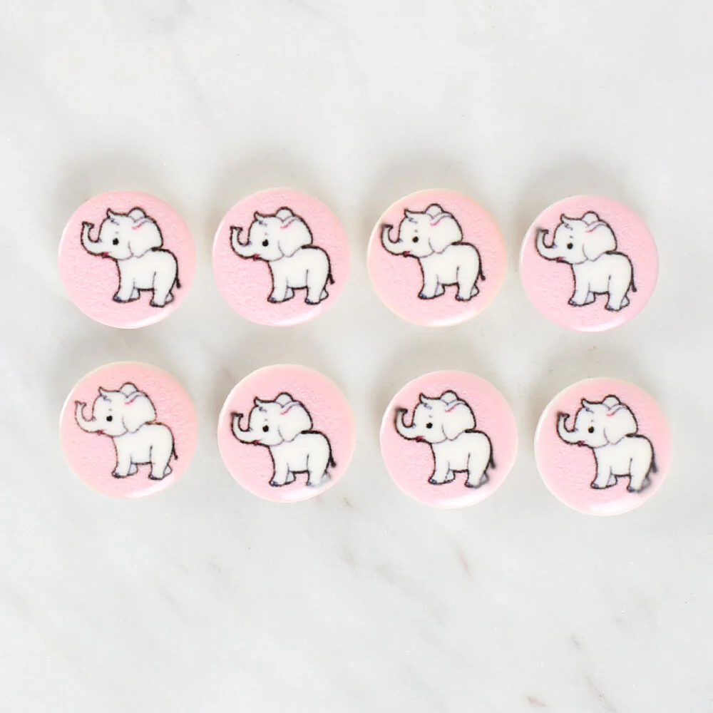 Loren Crafts 8 Pack Elephant Patterned Button - 1043 - Image 2