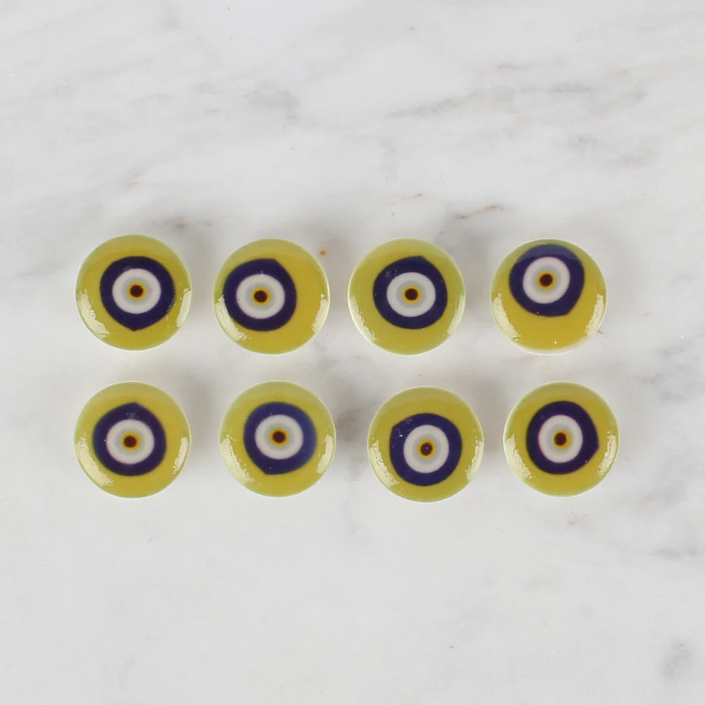Loren Crafts 8 Pack Evil Eye Bead Button, Green - 691 - Image 2