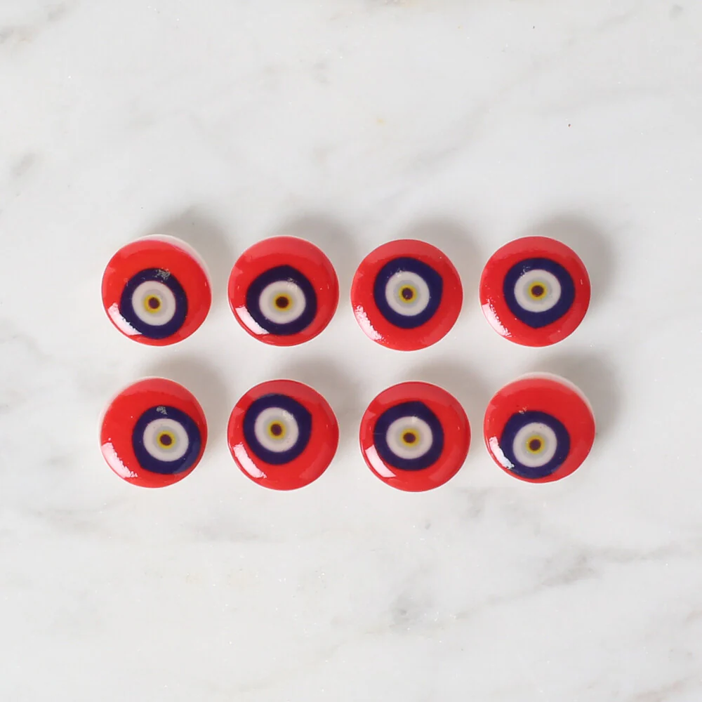 Loren Crafts 8 Pack Evil Eye Bead Button, Red - 688 - Image 2