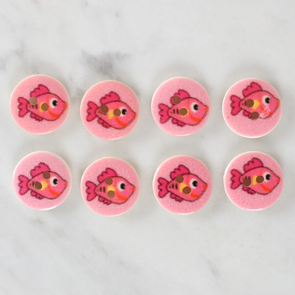 Loren Crafts 8 Pack Fish Patterned Button - 1156 - Image 2
