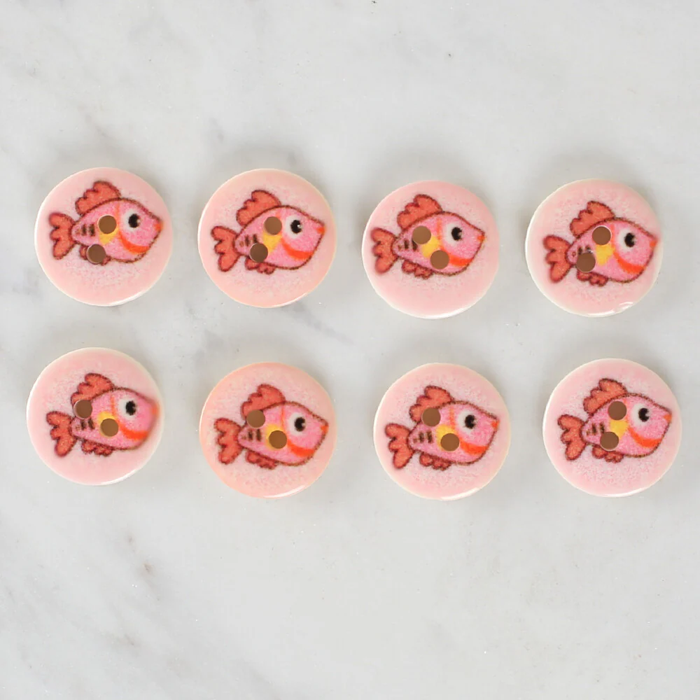Loren Crafts 8 Pack Fish Patterned Button - 1159 - Image 2