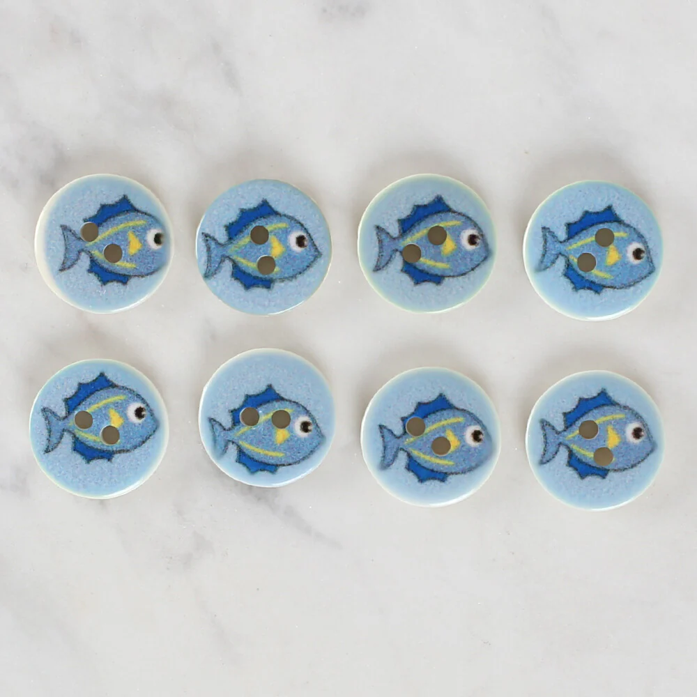 Loren Crafts 8 Pack Fish Patterned Button - 1160 - Image 2