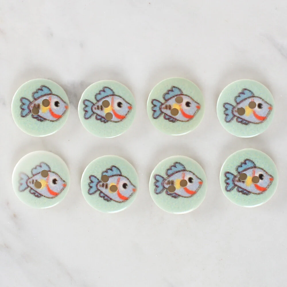 Loren Crafts 8 Pack Fish Patterned Button - 1161 - Image 2