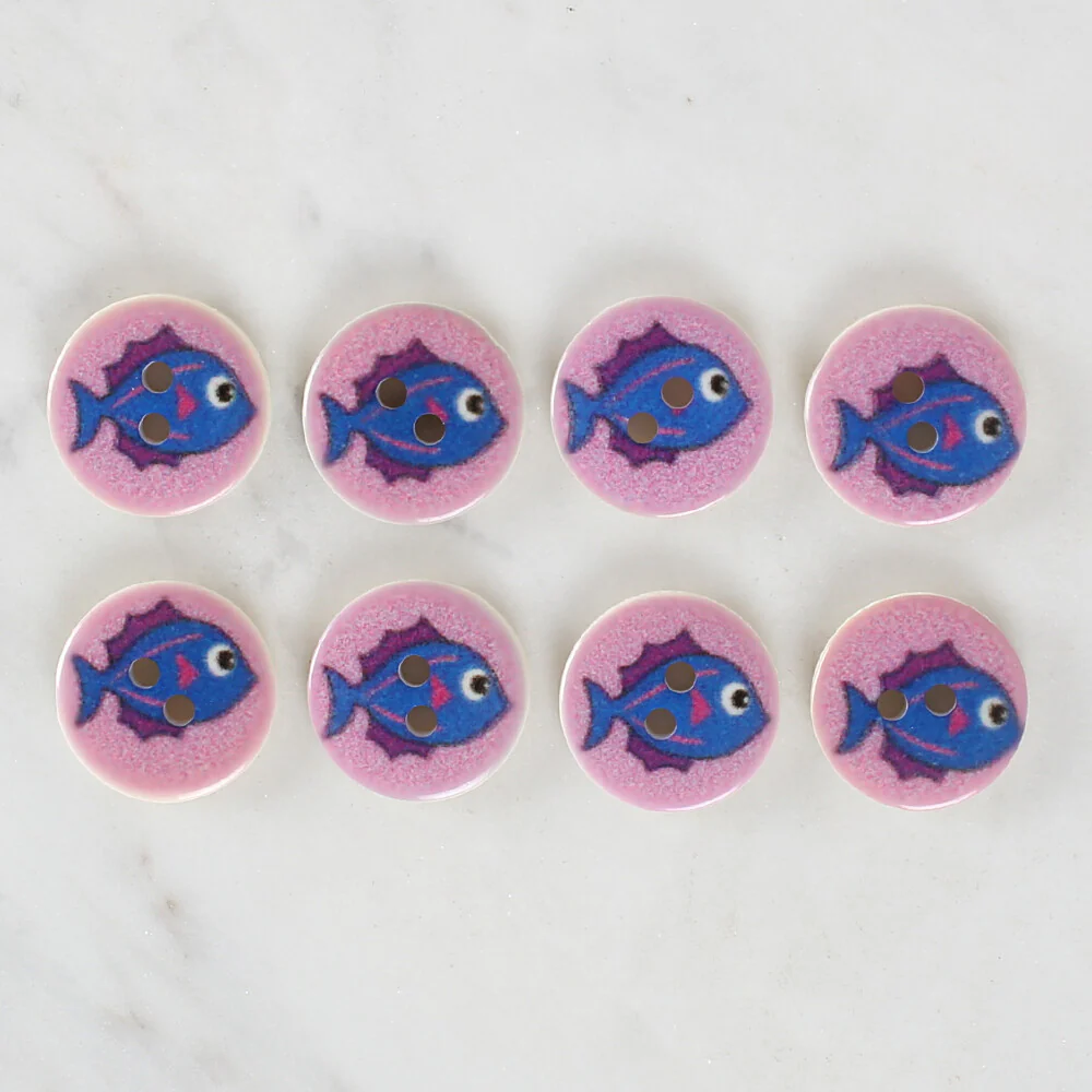 Loren Crafts 8 Pack Fish Patterned Button - 1163 - Image 2