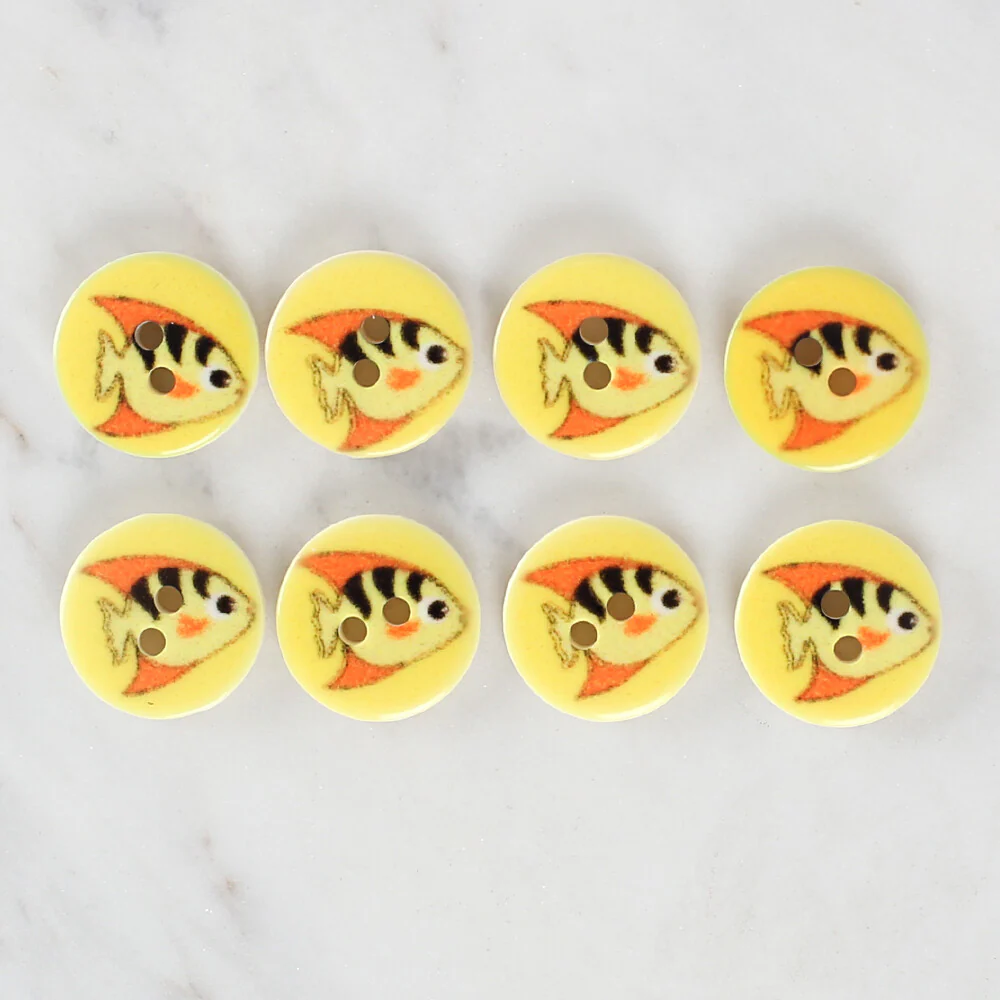 Loren Crafts 8 Pack Fish Patterned Button - 1165 - Image 2