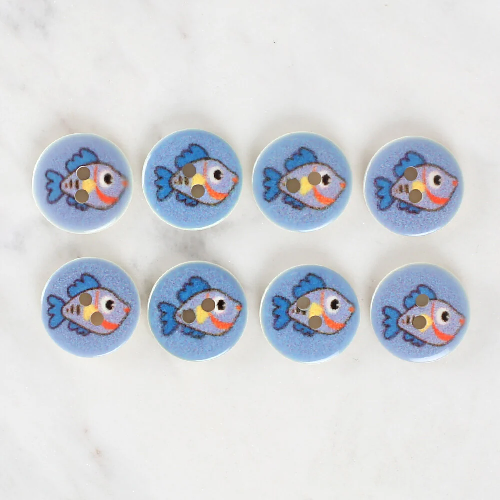 Loren Crafts 8 Pack Fish Patterned Button - 1180 - Image 2