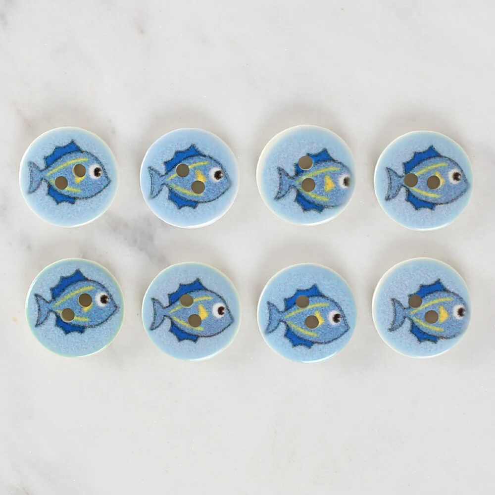 Loren Crafts 8 Pack Fish Patterned Button - 1182 - Image 2