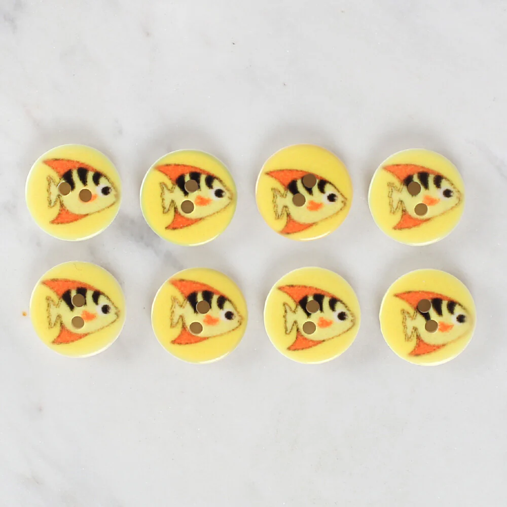 Loren Crafts 8 Pack Fish Patterned Button - 1183 - Image 2