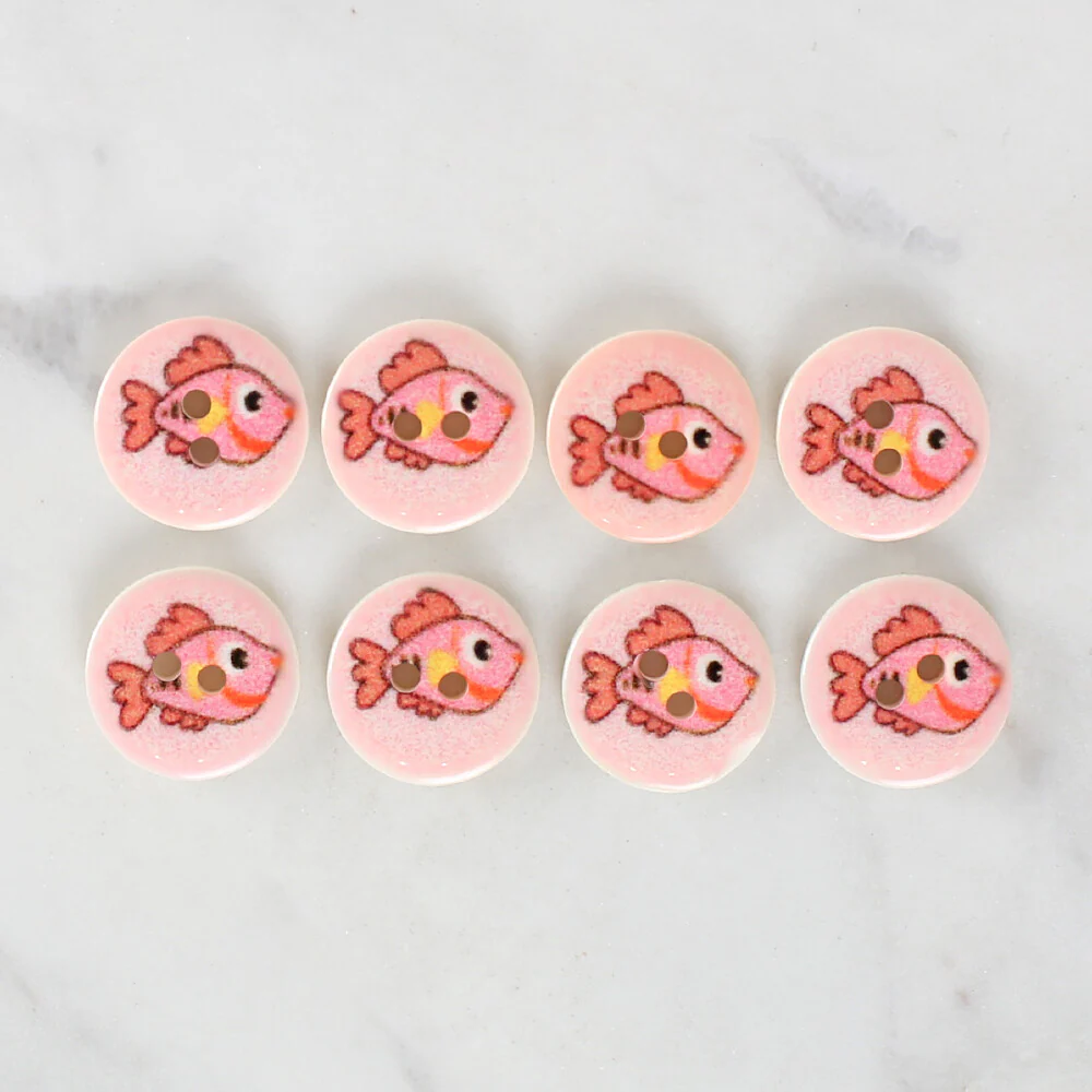 Loren Crafts 8 Pack Fish Patterned Button - 1185 - Image 2