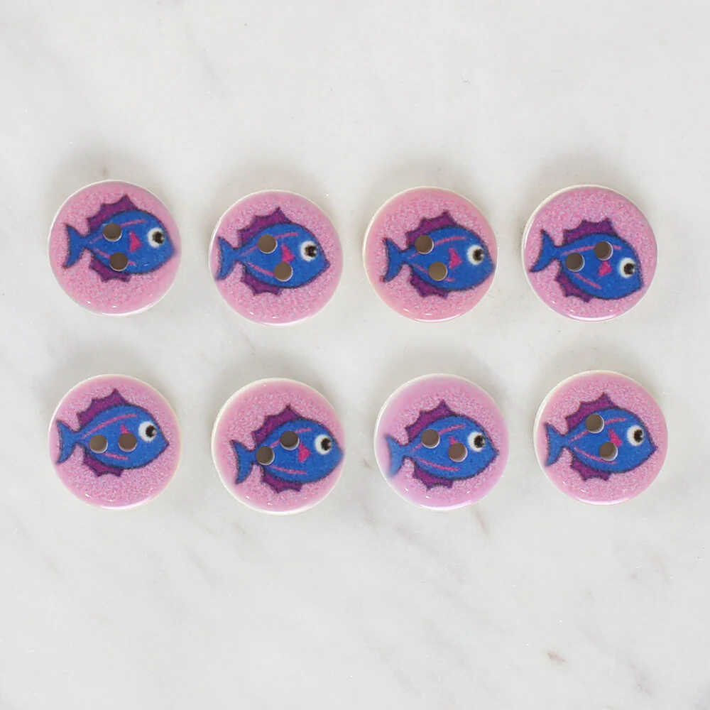 Loren Crafts 8 Pack Fish Patterned Button - 1186 - Image 2