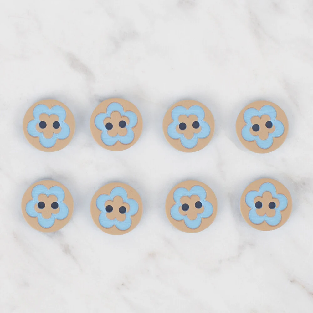 Loren Crafts 8 Pack Fish Patterned Button, Blue - 312 - Image 2