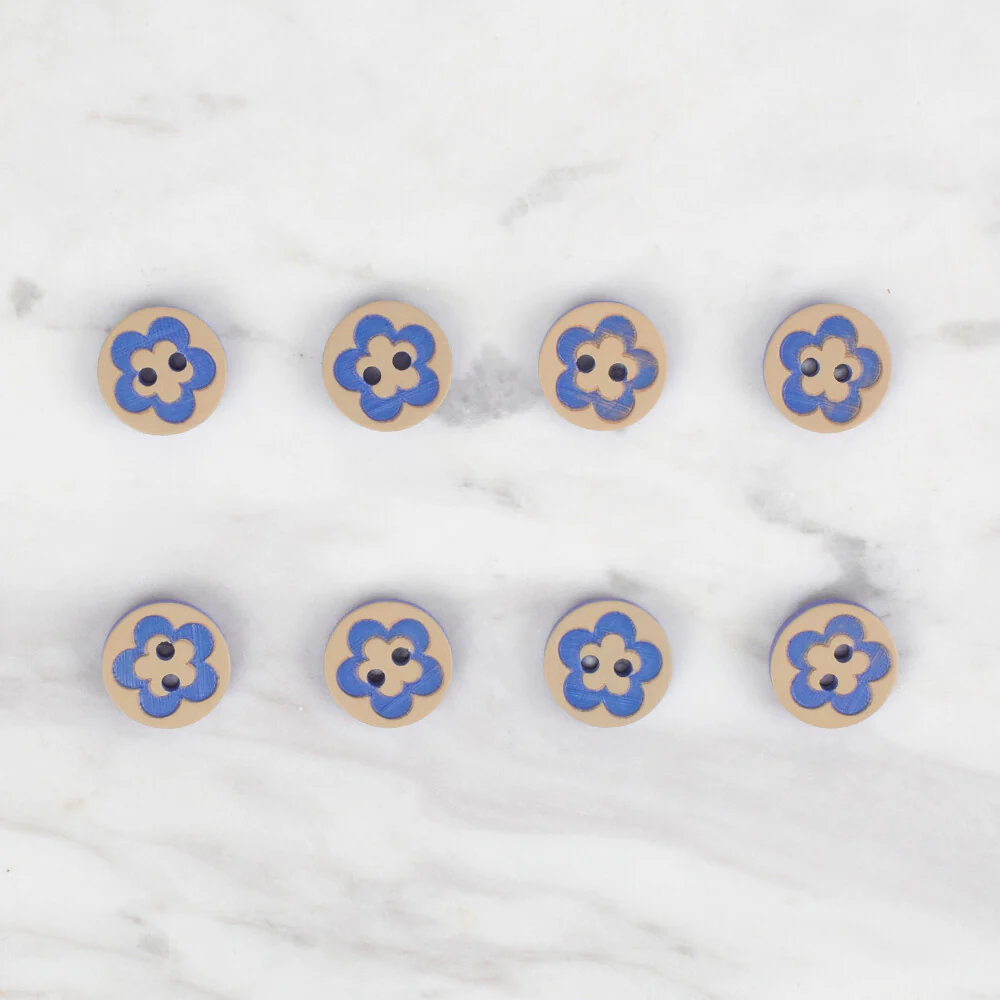 Loren Crafts 8 Pack Fish Patterned Button, Blue - 313 - Image 2