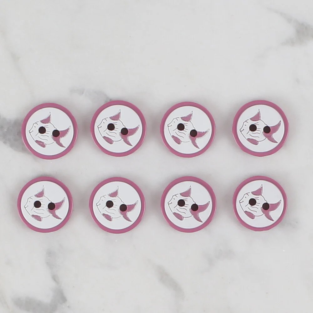 Loren Crafts 8 Pack Fish Patterned Button, Cherry Red - 572 - Image 2