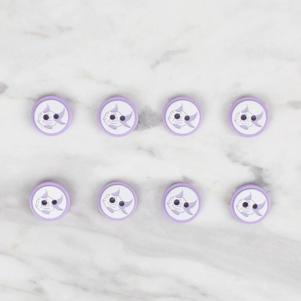 Loren Crafts 8 Pack Fish Patterned Button, Lilac - 573 - Image 2