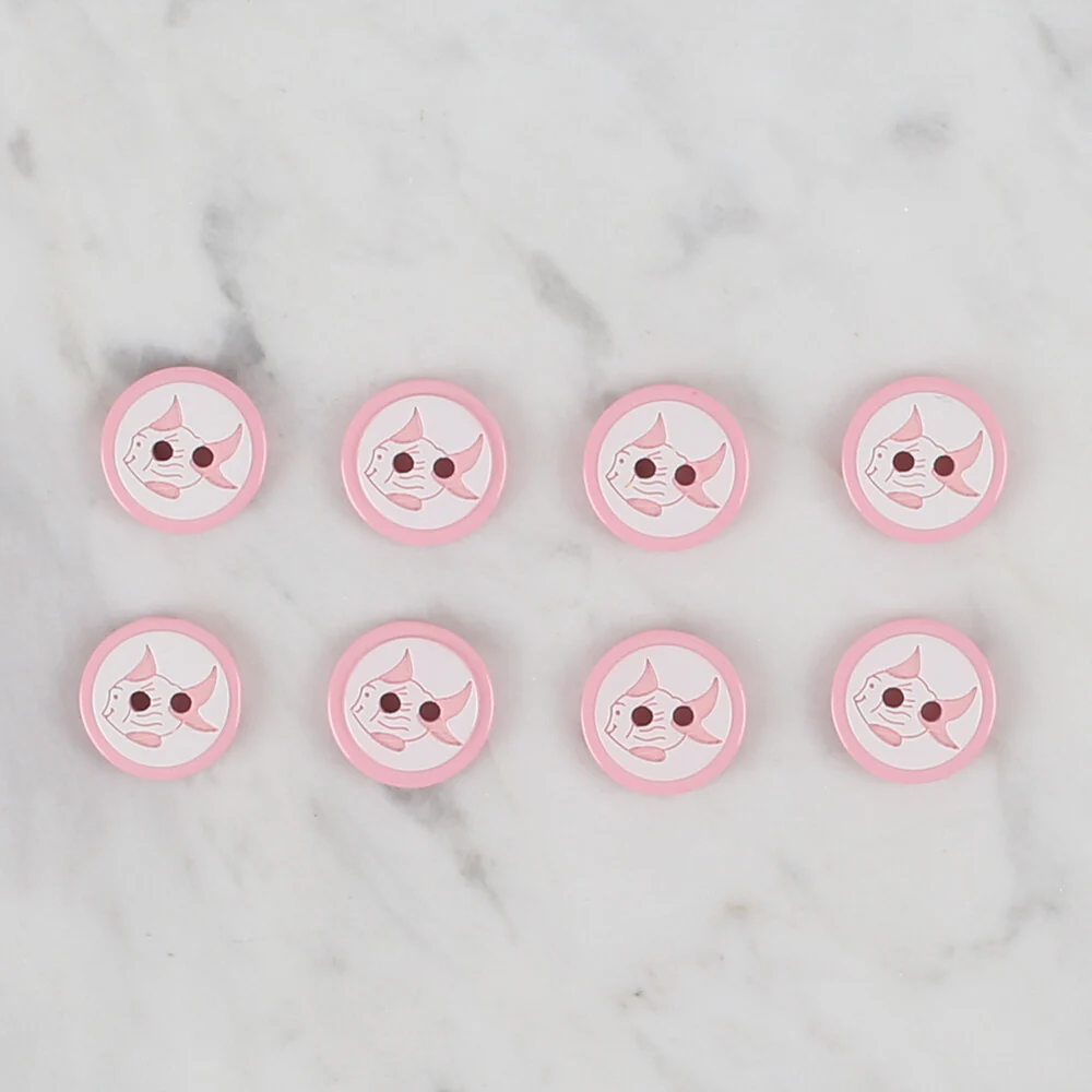Loren Crafts 8 Pack Fish Patterned Button, Pink - 570 - Image 2