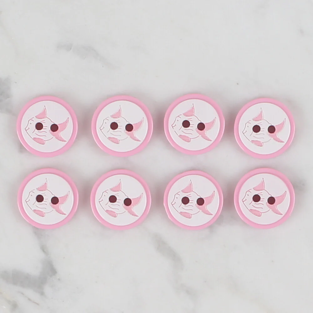 Loren Crafts 8 Pack Fish Patterned Button, Pink - 571 - Image 2