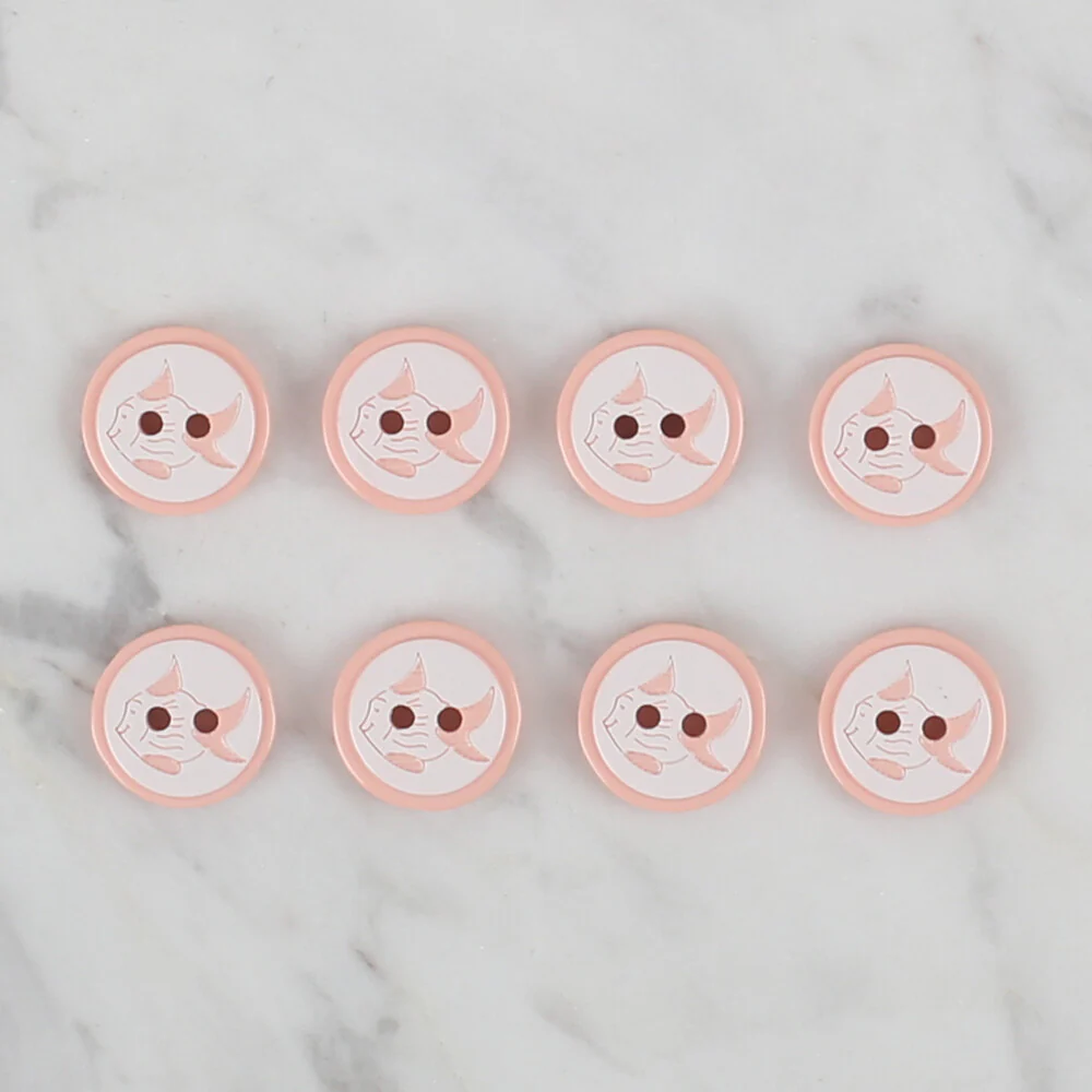 Loren Crafts 8 Pack Fish Patterned Button, Salmon - 569 - Image 2