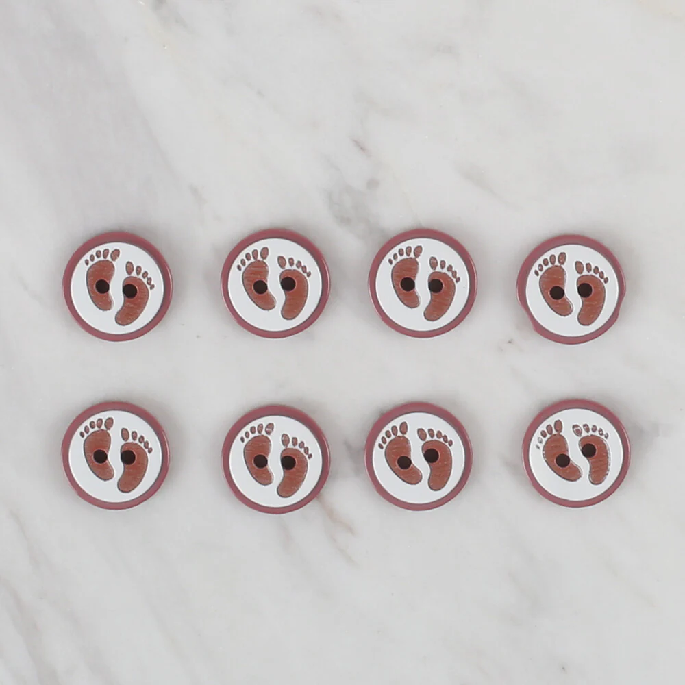 Loren Crafts 8 Pack Foot Patterned Button, Cherry Red - 438 - Image 2