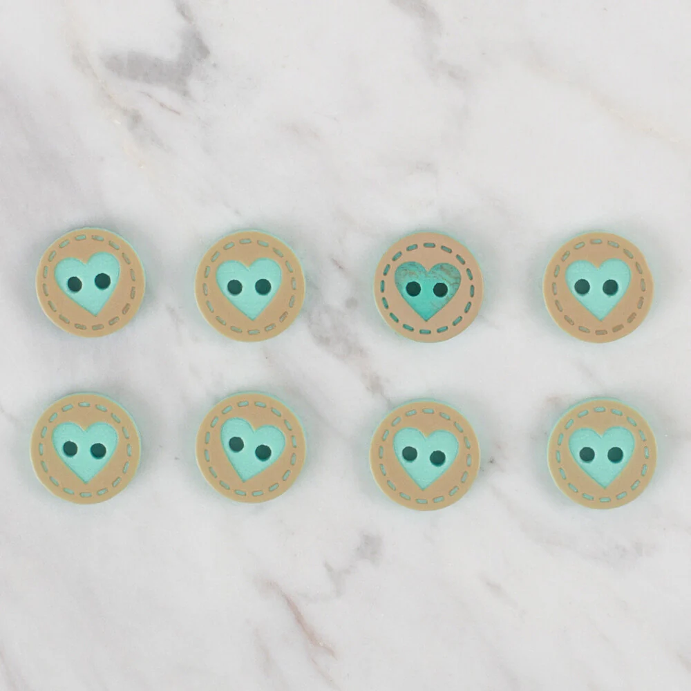 Loren Crafts 8 Pack Heart Button, Green - 325 - Image 2