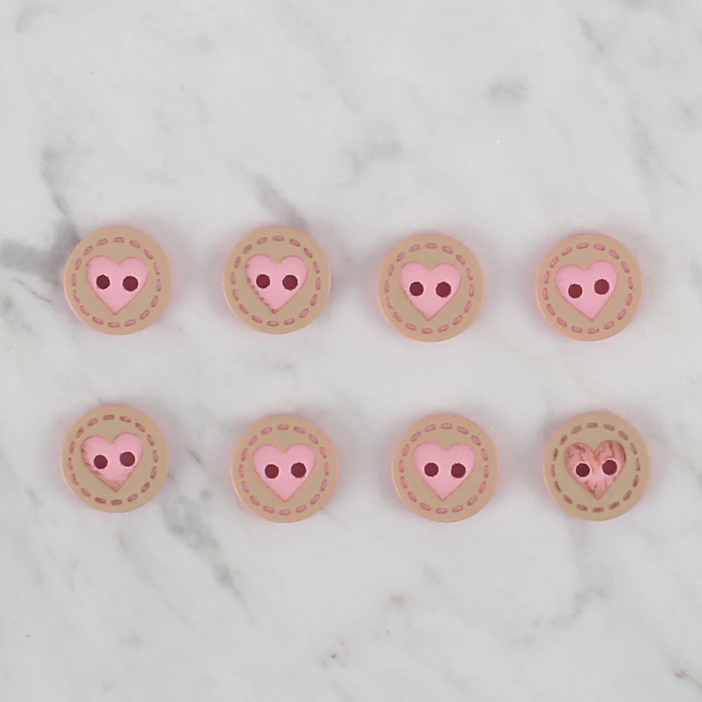 Loren Crafts 8 Pack Heart Button, Pink- 328 - Image 2
